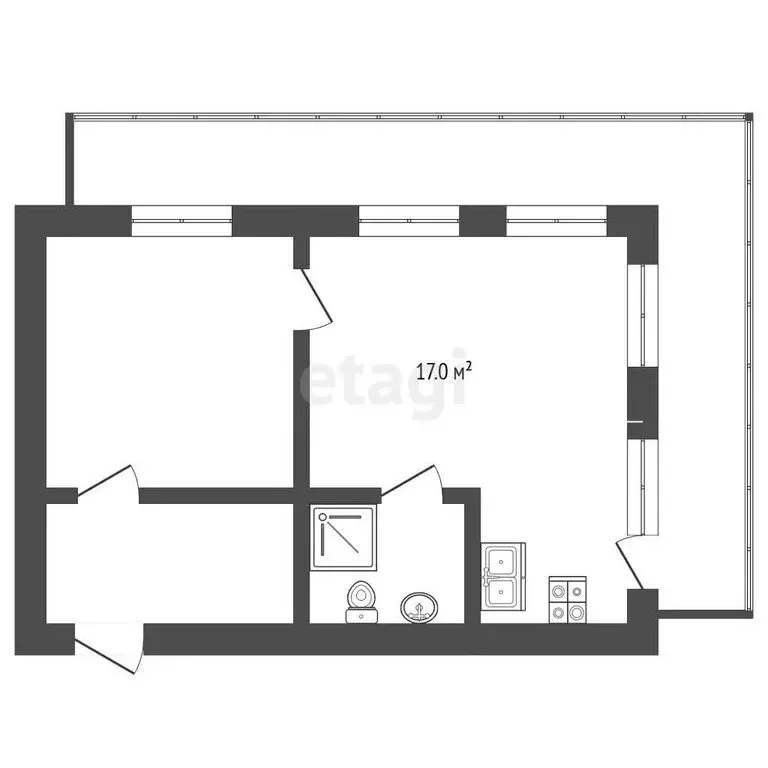 2-комнатная квартира: Терскол, Баксанская улица, 18 (51.3 м) - Фото 0