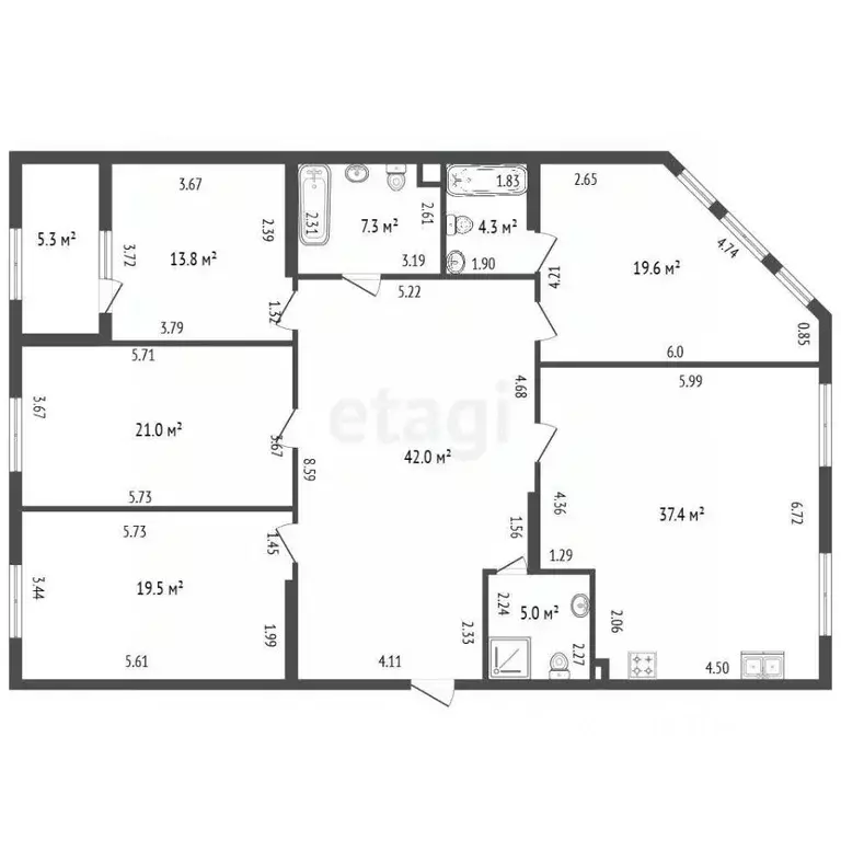 4-к кв. Санкт-Петербург проезд Петровская коса, 6к1 (172.0 м) - Фото 2