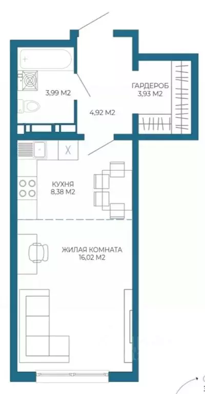1-к кв. Пензенская область, Пенза Чаадаев жилой комплекс (37.24 м) - Фото 1