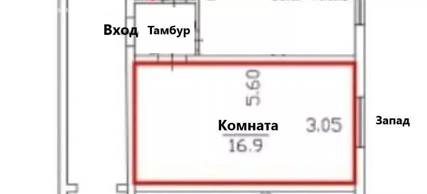 1к в -комнатной квартире (16.9 м) - Фото 1