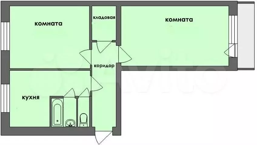 2-к. квартира, 48,2 м, 5/5 эт. - Фото 0