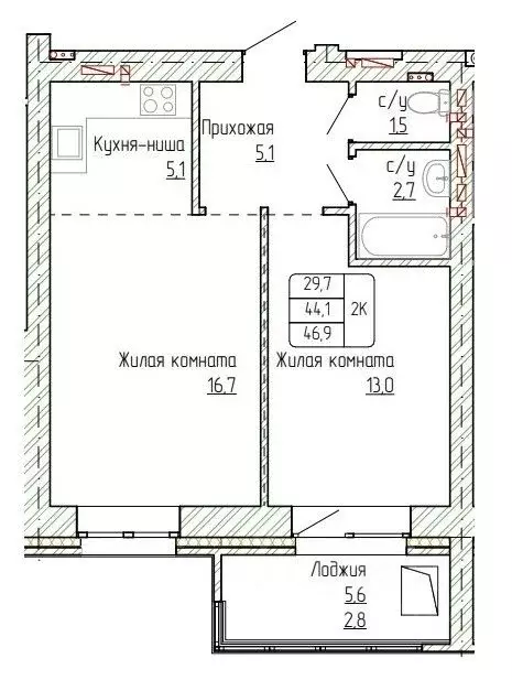 2-к кв. Алтайский край, Новоалтайск ул. Титова, 6 (46.9 м) - Фото 0
