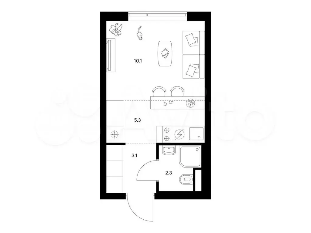 Квартира-студия, 20,8 м, 4/16 эт. - Фото 0