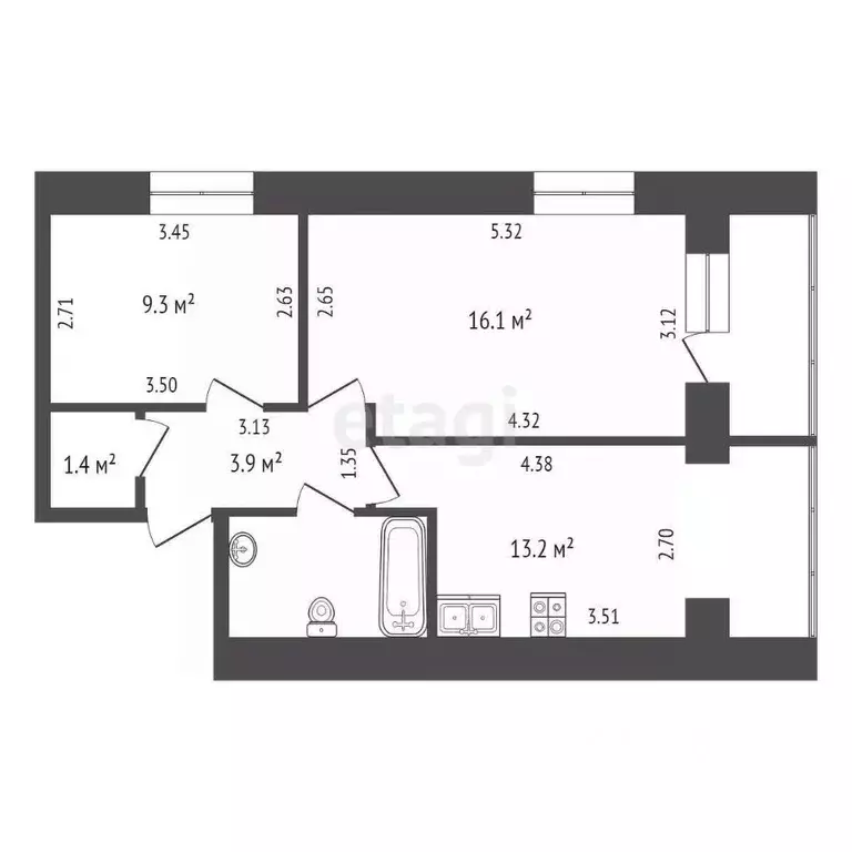 2-к кв. Крым, Советский пгт ул. Крымских Партизан, 10 (42.5 м) - Фото 2