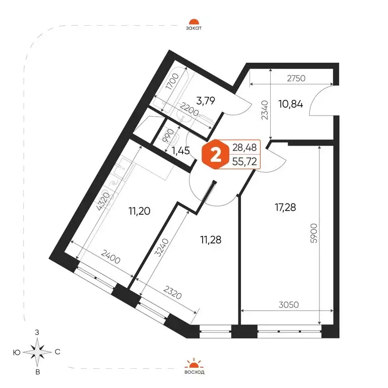 2-комнатная квартира: посёлок городского типа Некрасовский, Заводская ... - Фото 1