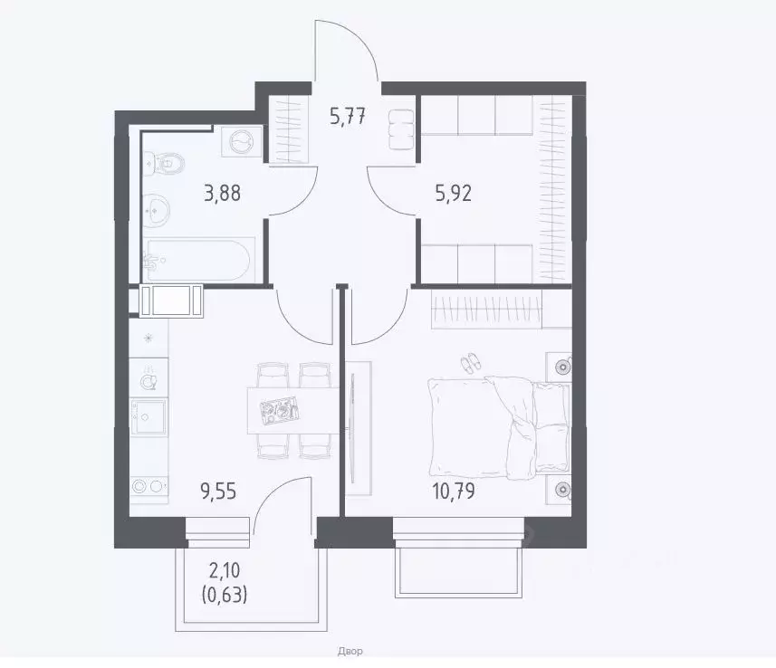 1-к кв. Московская область, Люберцы городской округ, Мирный пгт ул. ... - Фото 1