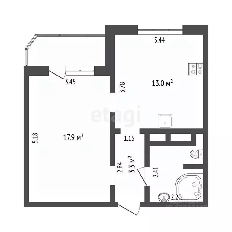 1-к кв. Тюменская область, Тюмень ул. Федюнинского, 56 (39.6 м) - Фото 2