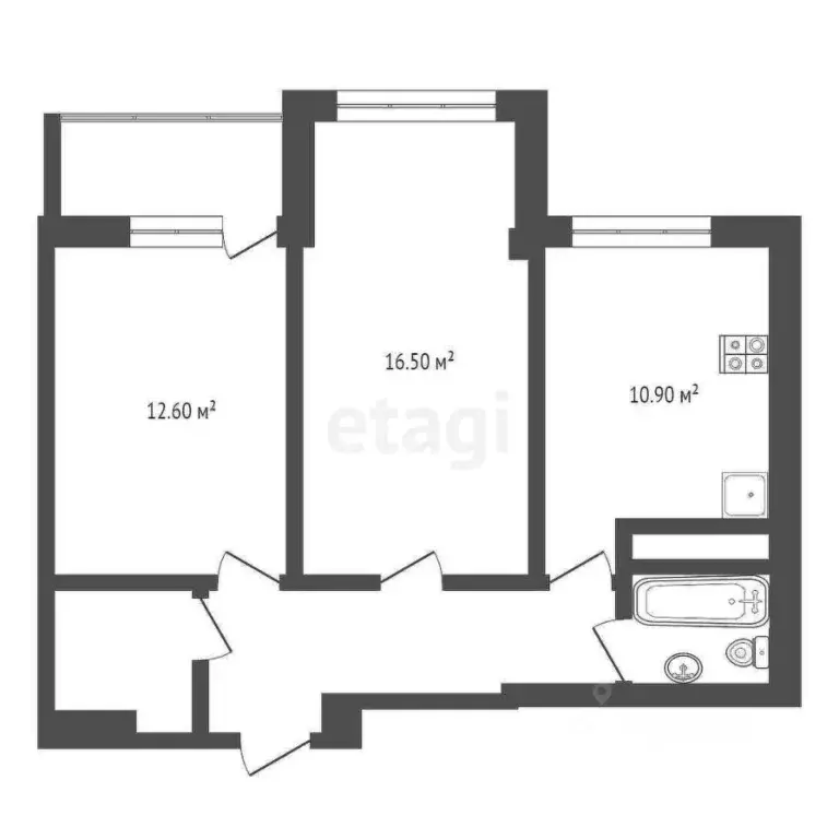 2-к кв. Крым, Симферополь ул. Залесская (56.2 м) - Фото 2