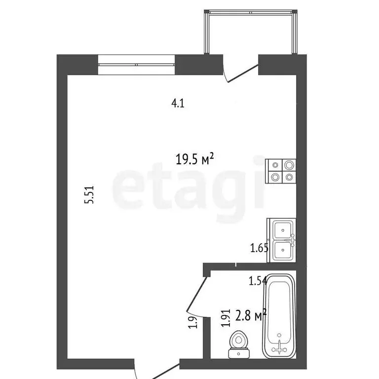 Квартира-студия: Стерлитамак, Речная улица, 15 (22.3 м) - Фото 1
