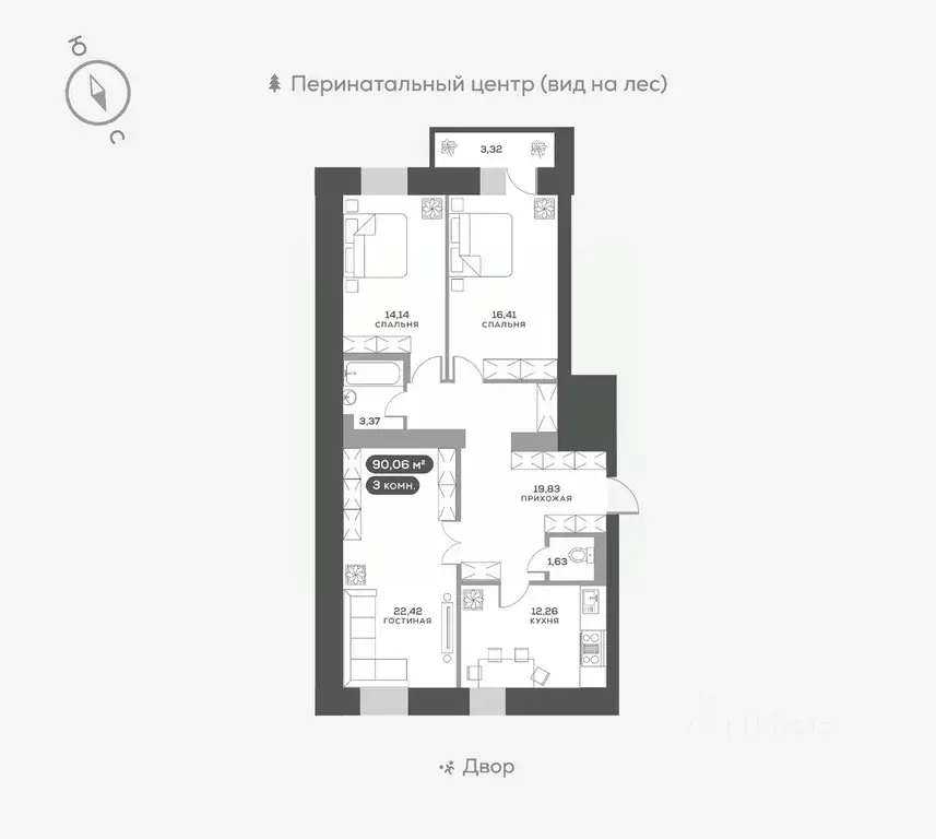 3-к кв. Красноярский край, Красноярск ул. Академгородок, 74 (91.4 м) - Фото 0
