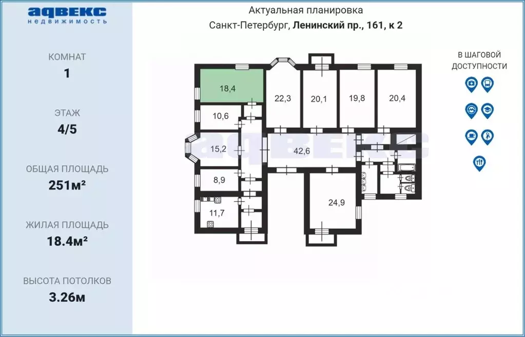 Комната Санкт-Петербург Ленинский просп., 161К2 (18.4 м) - Фото 2