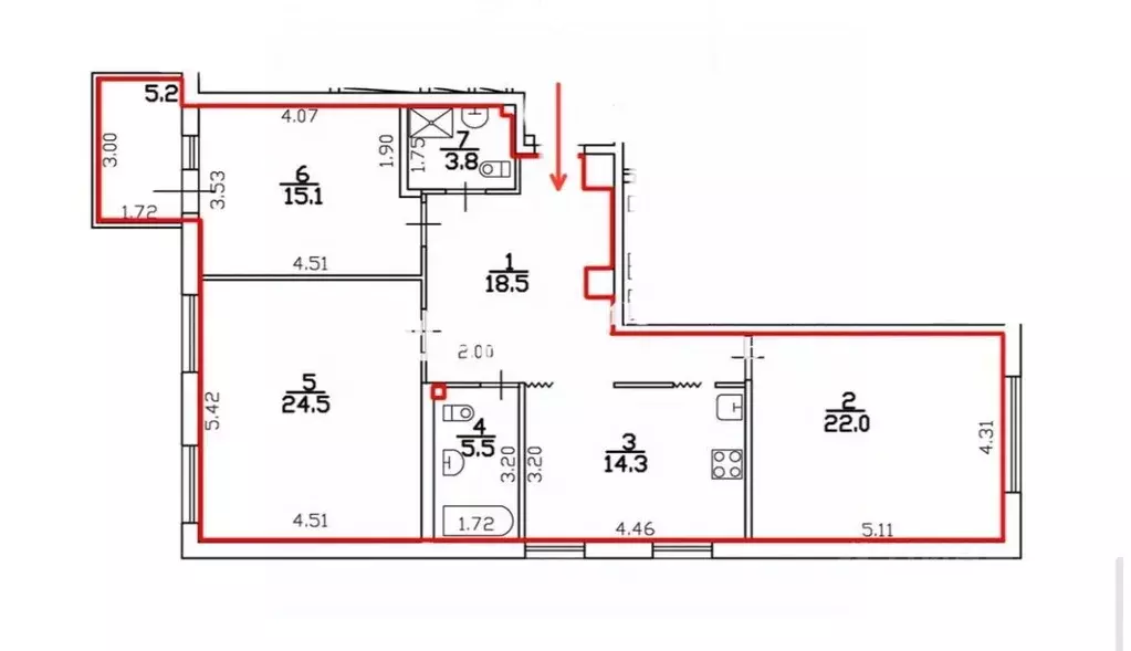 3-к кв. Санкт-Петербург 18-я Васильевского острова линия, 49 (103.7 м) - Фото 2