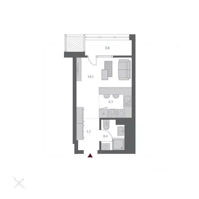 Студия Новосибирская область, Новосибирск Беринг жилой квартал,  ... - Фото 2