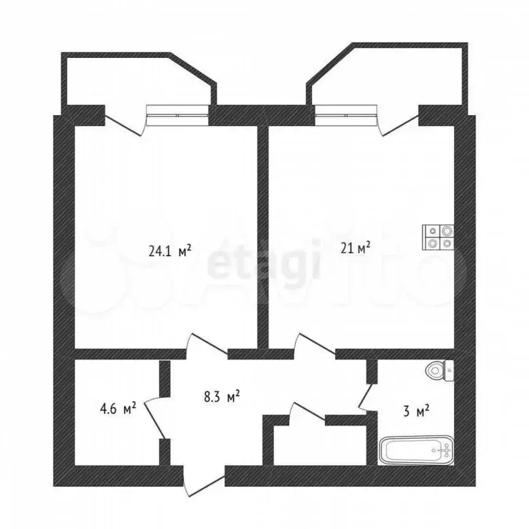 1-к. квартира, 63,5 м, 8/12 эт. - Фото 0