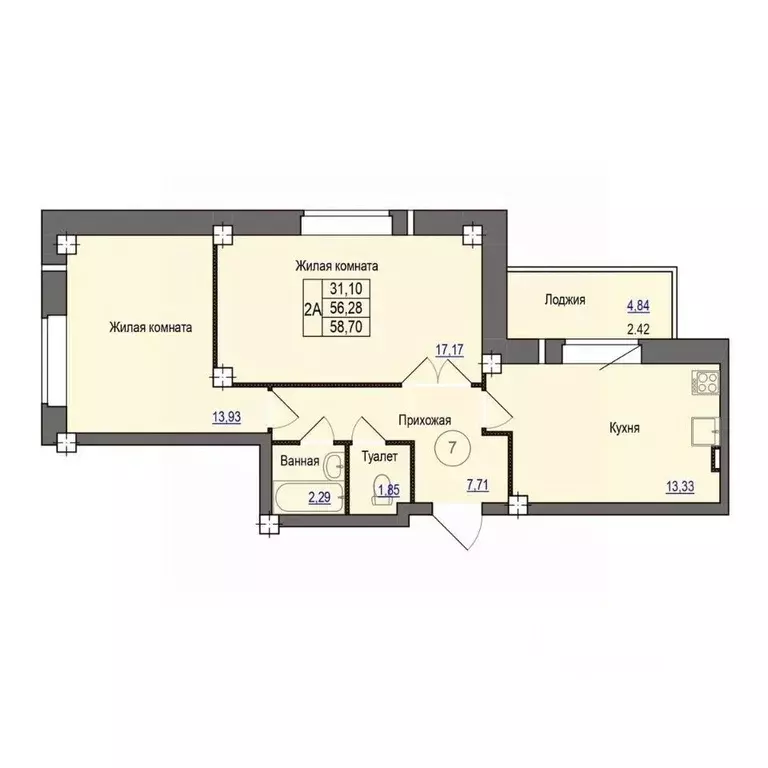 2-к кв. Псковская область, Псковский район, Завеличенская волость, д. ... - Фото 1