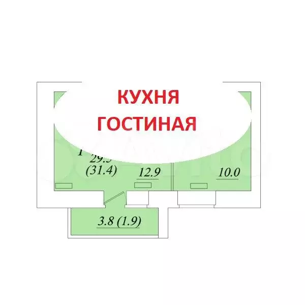 1-к. квартира, 31,4 м, 6/10 эт. - Фото 0