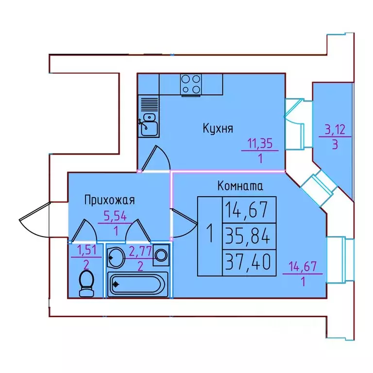 1-к кв. Архангельская область, Северодвинск ул. Торцева, 65 (37.4 м) - Фото 0