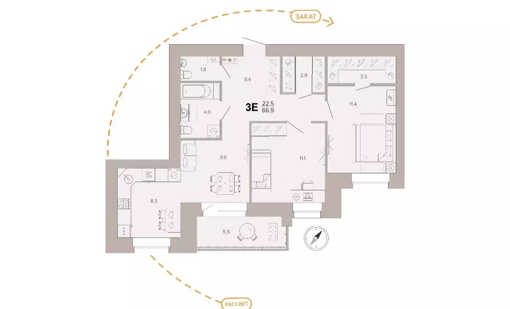 3-комнатная квартира: Брянск, улица Крапивницкого, 39/1 (67.1 м) - Фото 0