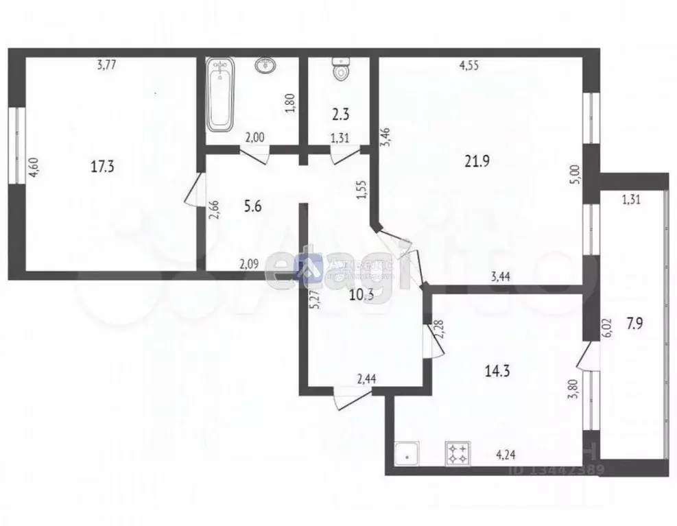 2-к кв. Тюменская область, Тюмень Молодежная ул., 28 (68.9 м) - Фото 1