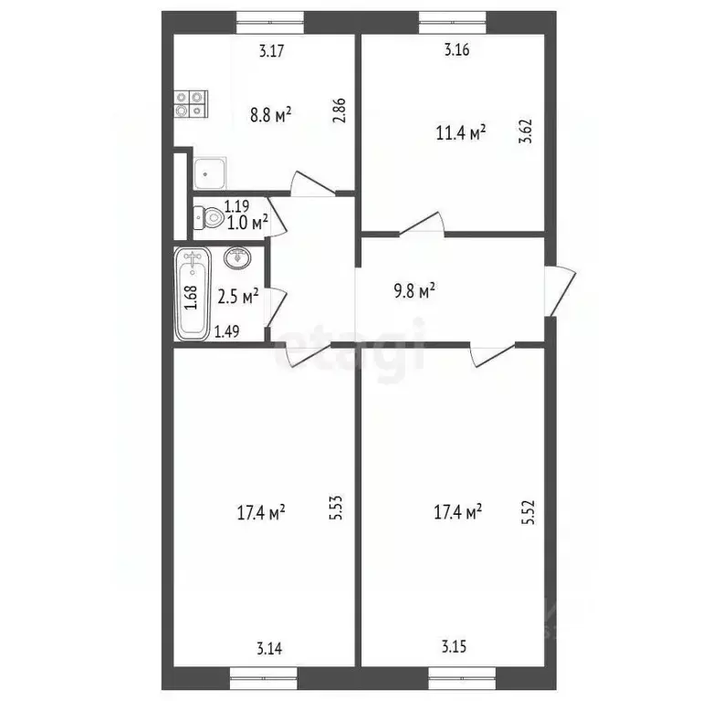 3-к кв. Ямало-Ненецкий АО, Муравленко ул. Губкина, 18 (68.3 м) - Фото 1