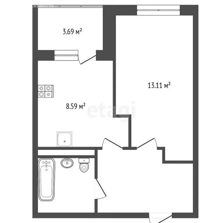 1-комнатная квартира: Тюмень, Дамбовская улица, 29к2 (33 м) - Фото 1