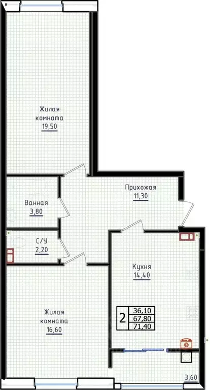 2-к кв. Ставропольский край, Ставрополь ул. Якова Андрюшина, 6 (71.4 ... - Фото 1