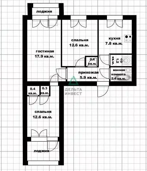 3-к кв. Башкортостан, Уфа ул. Пушкина, 45 (60.1 м) - Фото 2