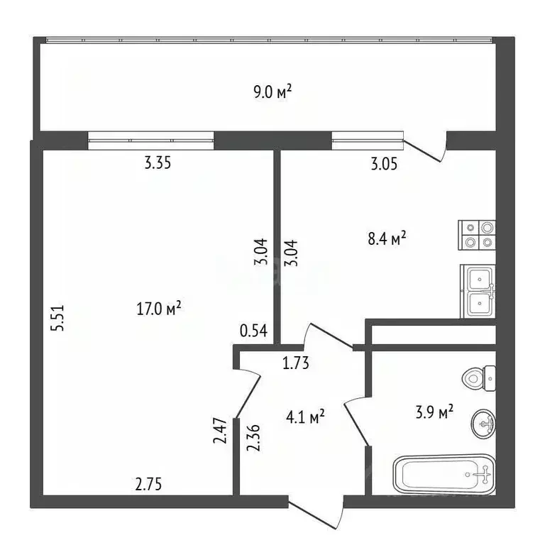 1-к кв. Санкт-Петербург Союзный просп., 4 (34.0 м) - Фото 2