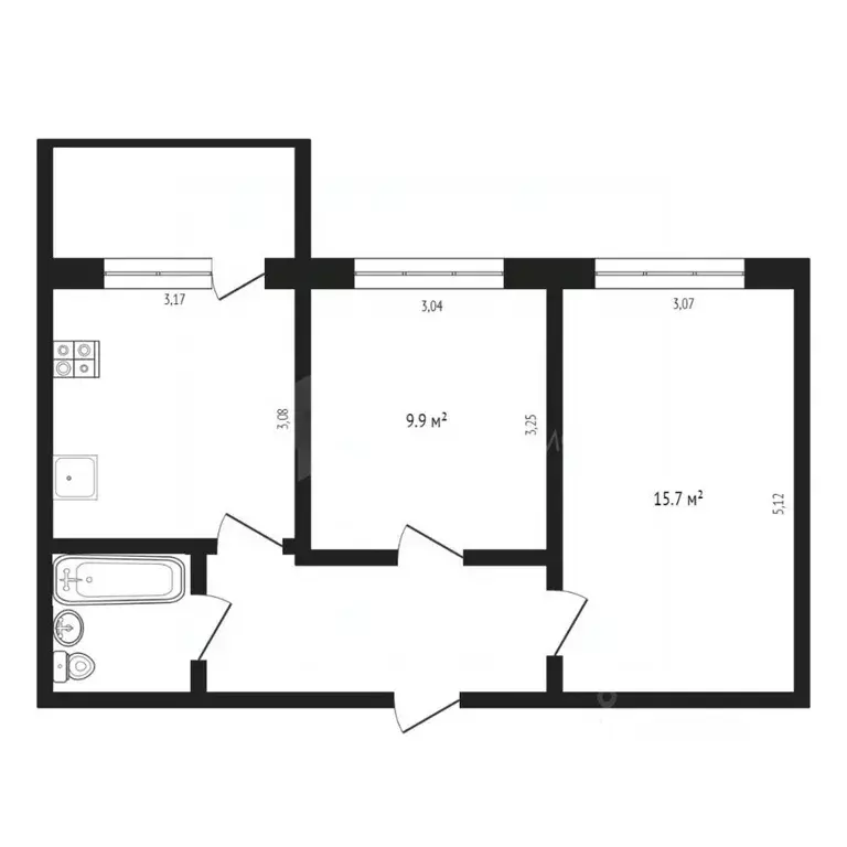 2-к кв. Тюменская область, Тюмень ул. Самарцева, 19а (46.2 м) - Фото 2