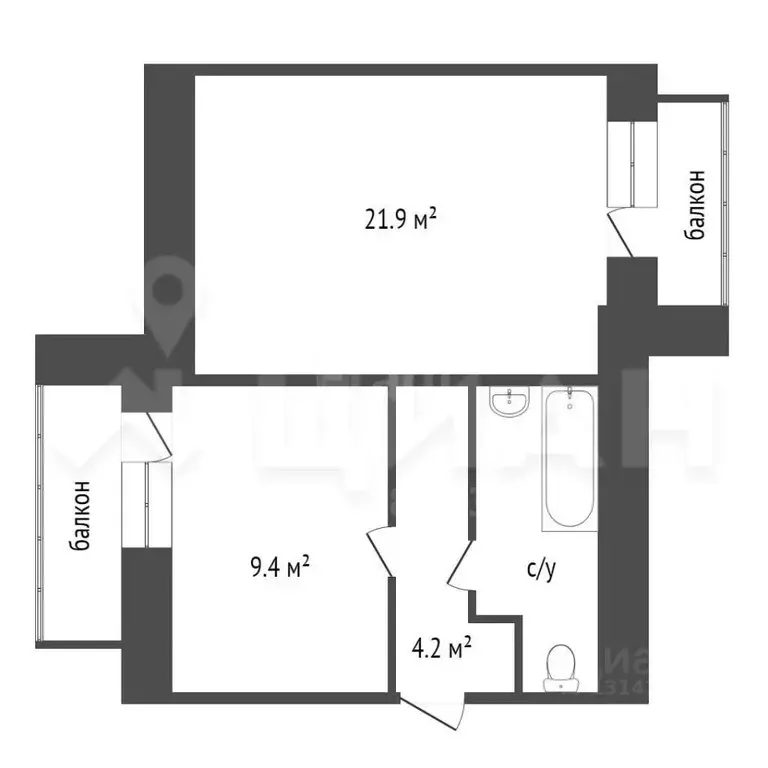 1-к кв. Татарстан, Зеленодольск ул. Гоголя, 43 (39.0 м) - Фото 2