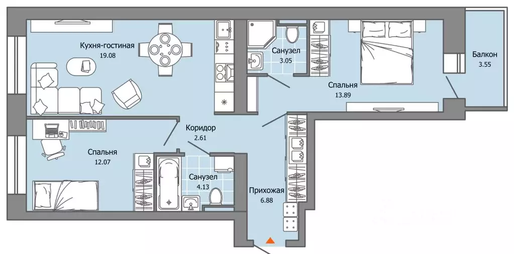 2-к кв. Пермский край, Пермь ул. Дзержинского, 35А (63.0 м) - Фото 2
