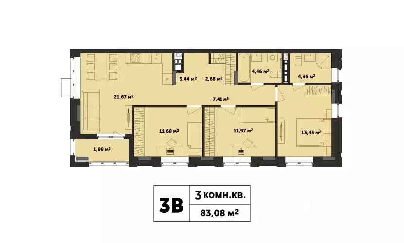 3-к кв. Удмуртия, Ижевск ул. Академика Павлова (82.79 м) - Фото 1