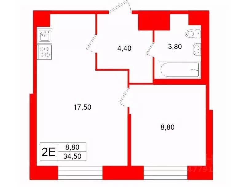 1-к кв. Санкт-Петербург ул. Ивинская, 9 (34.5 м) - Фото 2
