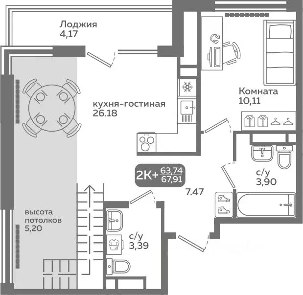 2-к кв. Тюменская область, Тюмень ул. Заполярная, 9/2 (63.74 м) - Фото 0