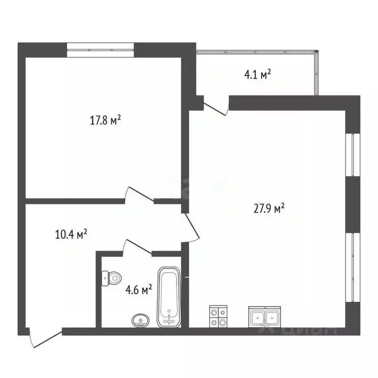 2-к кв. Тюменская область, Тюмень ул. Игоря Комиссарова, 11 (62.81 м) - Фото 1