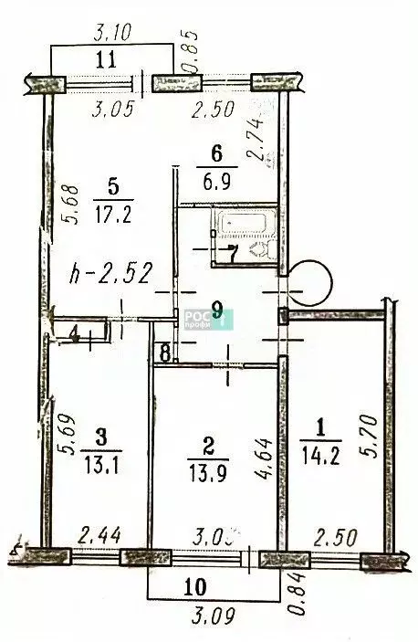 4-к кв. Омская область, Омск ул. Муромцева, 91 (76.2 м) - Фото 1