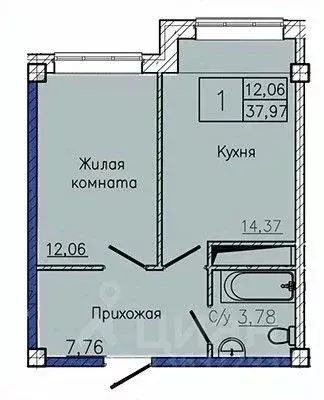 1-к кв. Ставропольский край, Пятигорск ул. Ермолова, 28А (38.63 м) - Фото 1