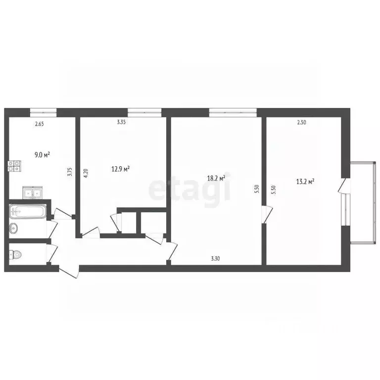 3-к кв. Ярославская область, Рыбинск ул. Герцена, 93 (63.5 м) - Фото 2