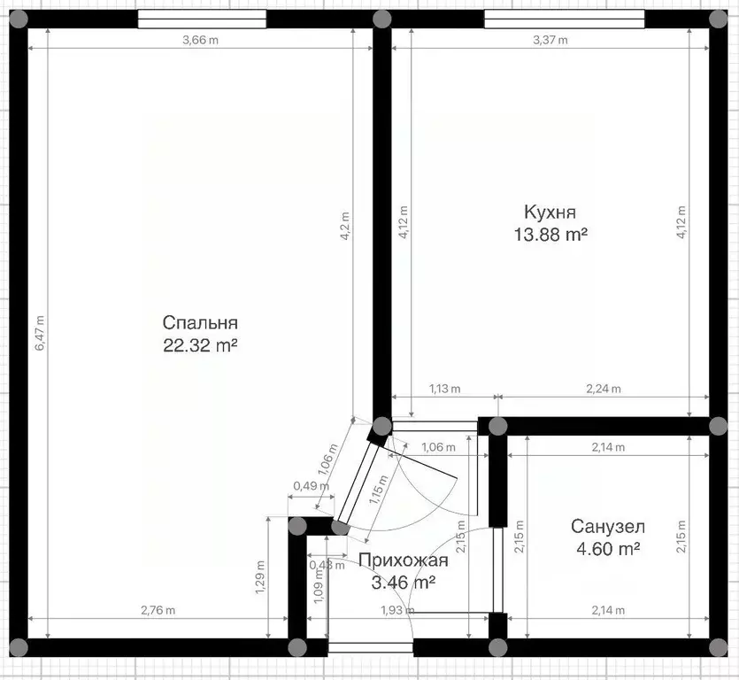 1-к кв. Кабардино-Балкария, Нальчик ул. Шарданова, 52 (45.0 м) - Фото 2