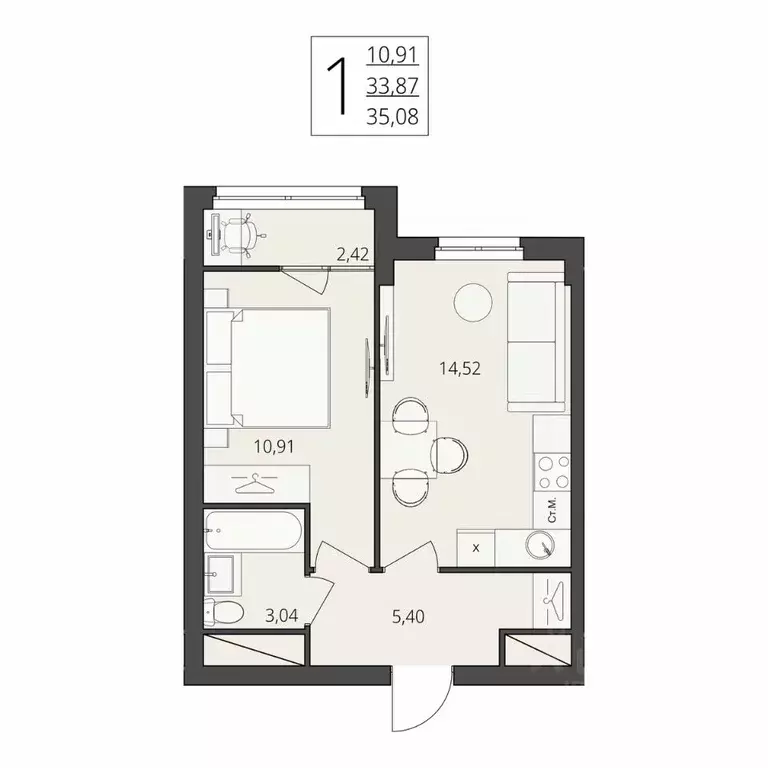 1-к кв. Волгоградская область, Волгоград ул. Степана Разина, 25/1 ... - Фото 1