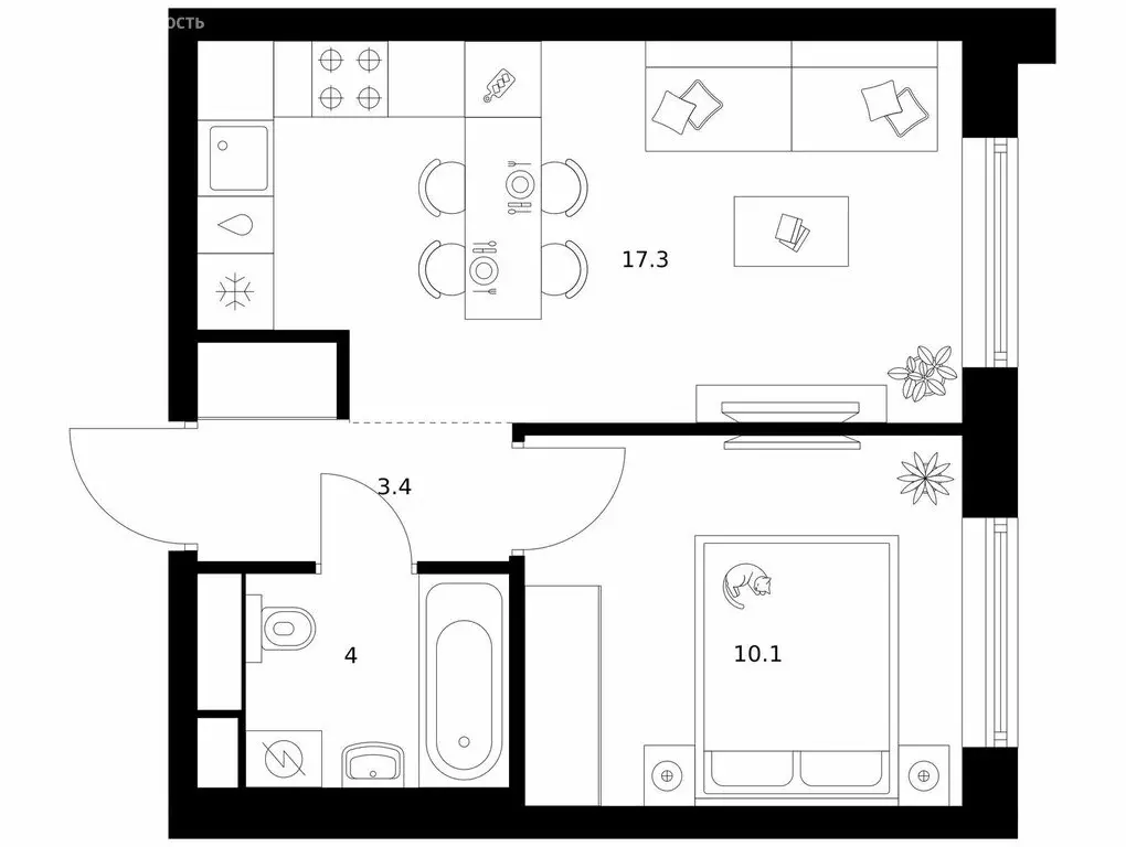 1-комнатная квартира: Зеленоград, 22-й микрорайон, ЖК Зелёный Парк, ... - Фото 1