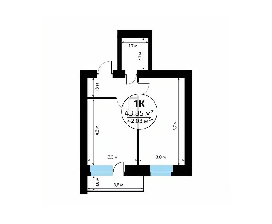1-к кв. Самарская область, Самара пос. Мехзавод, 1-й кв-л, 50 (43.85 ... - Фото 2