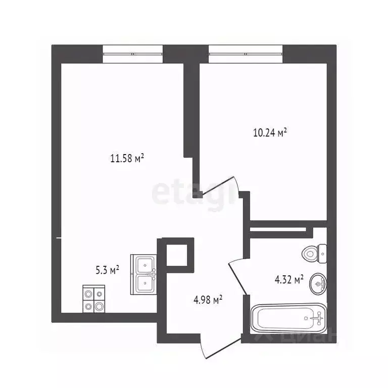 1-к кв. Тюменская область, Тюмень Харьковская ул., 74 (36.5 м) - Фото 2