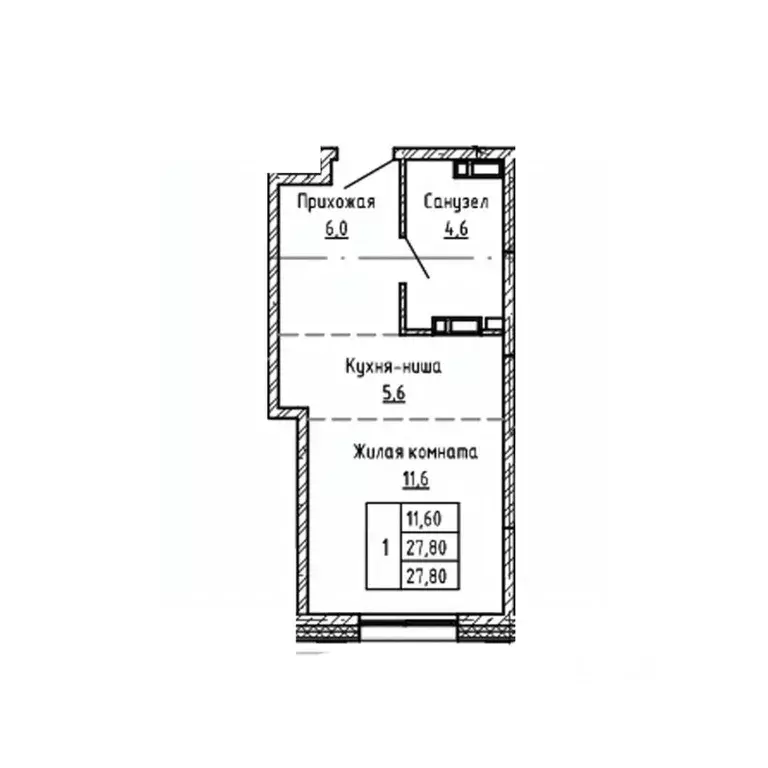 1-к кв. Приморский край, Владивосток Днепровская ул., 25к5 (27.8 м) - Фото 1