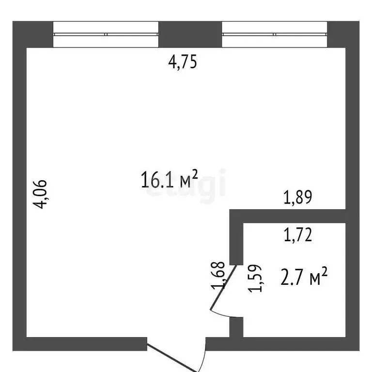 Квартира-студия: Алтайское, Целинная улица, 12/5 (18.8 м) - Фото 0