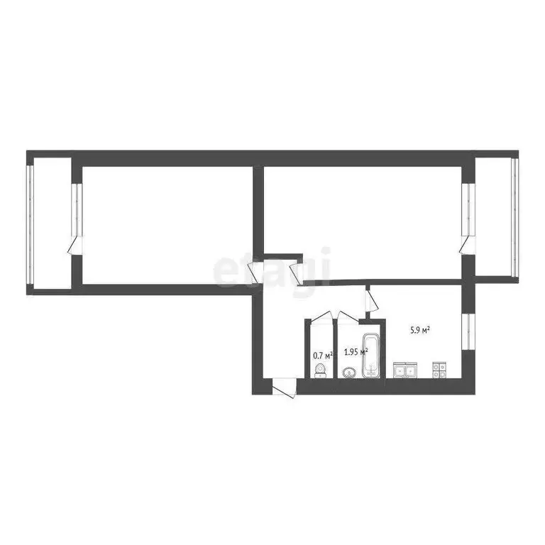2-комнатная квартира: Нальчик, улица Ватутина, 34 (46.6 м) - Фото 1
