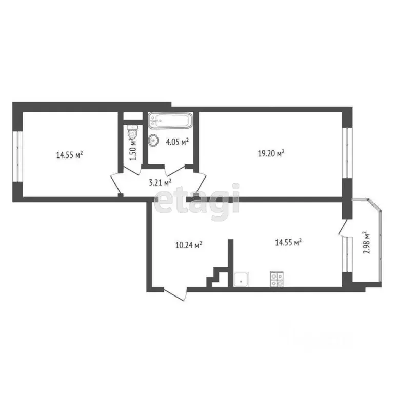 Комната Тюменская область, Тюмень ул. Константина Посьета, 11 (67.0 м) - Фото 1