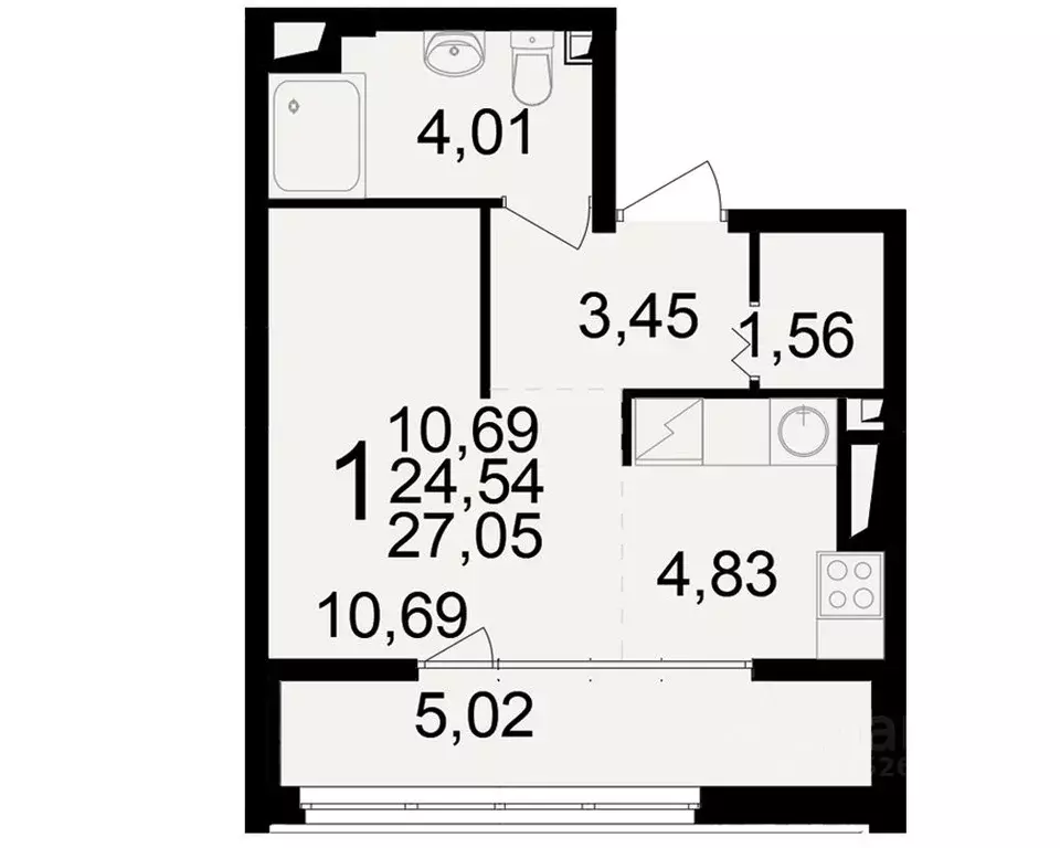1-к кв. Рязанская область, Рязань ул. Чкалова (24.54 м) - Фото 1