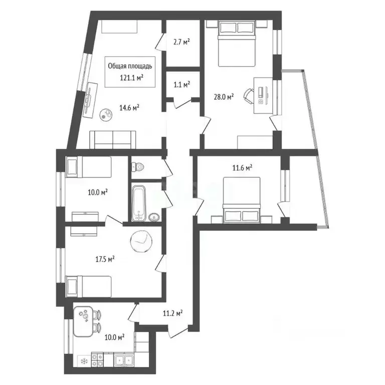 5-к кв. Новосибирская область, Бердск ул. Максима Горького, 2 (121.1 ... - Фото 2