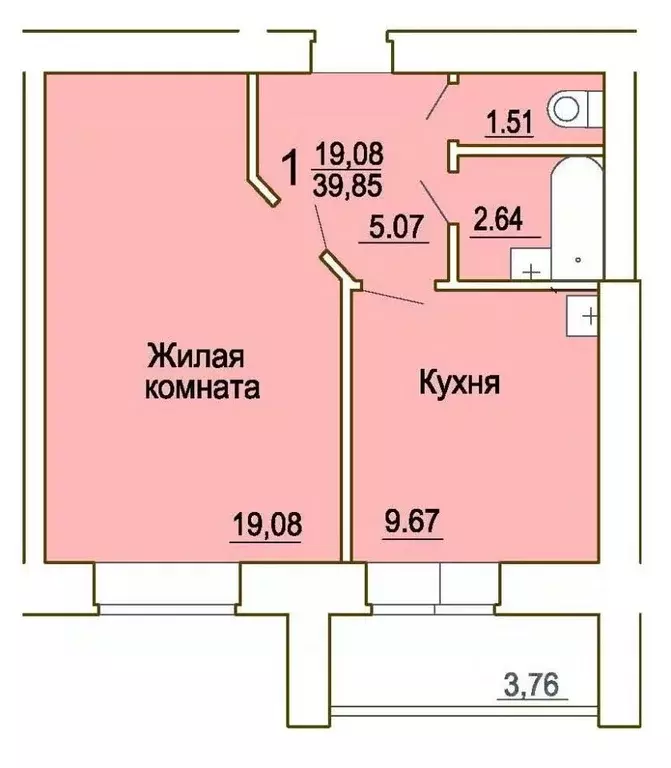 1-к кв. Челябинская область, Миасс просп. Макеева, 85 (38.4 м) - Фото 1